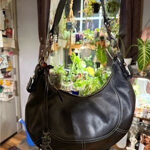 Vintage Ralph Lauren Black Leather Shoulder Bag